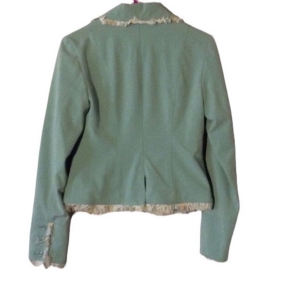 KENZIE Green Crop BLAZER With FRINGE Size 2 - Picture 2 of 10